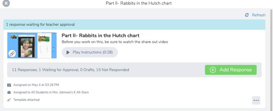 Sharing video recordings of Flipgrid lessons on Seesaw.