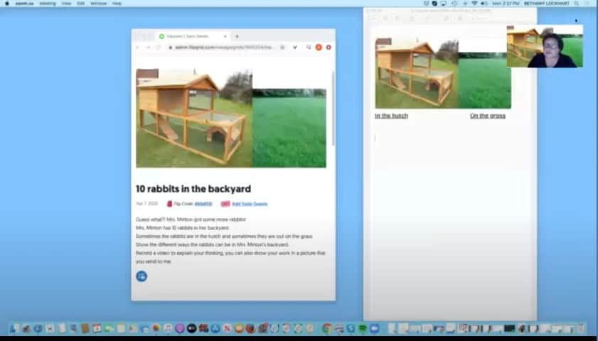 Screensharing Flipgrid math problems via Zoom.