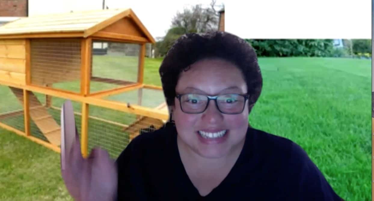 A teacher using Zoom to host classroom discussions.